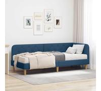 RJPLMFV Cadre De Lit d'angle Bleu 80x200 Cm Tissu | Avec Lattes Rigides, Revêtement Polyester, Design Moderne En L, Entretien Facile