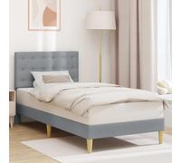 RJPLMFV Cadre de lit Gris Clair 100 x 200 cm Tissu | Tête de lit en contreplaqué, pieds effilés, lattes incluses, résistant aux taches