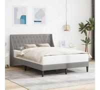 RJPLMFV Cadre de lit Gris Clair 140 x 200 cm Velours | Avec tête de lit, Base à lattes incluse, Pieds tournés, Nettoyage humide facile