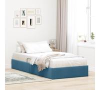 RJPLMFV Cadre de lit Ottoman Bleu foncé 90 x 200 cm Velours | Rangement hydraulique, métal thermolaqué, poignées carrées, entretien facile