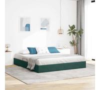 RJPLMFV Cadre de lit Ottoman Velours Vert foncé 180 x 200 cm | Rangement hydraulique, Métal thermolaqué, Poignées carrées, Entretien facile