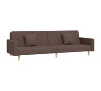 RJPLMFV Canape-Lit 2 Places Taupe Tissu avec Deux Oreillers | Cadre en bois, dossier inclinable, convertible en lit double, ideal salon chambre