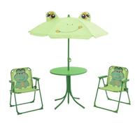 RJPLMFV Ensemble Bistro Enfant 3 Pcs Vert Table 2 Chaises Parasol | Cadre Acier Robuste, Chaises Pliables, Poids Max 30 kg, Assemblage Facile