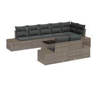 RJPLMFV Ensemble Canape Jardin 9 Pieces Gris Polyrotin | Cadre acier poudre, housse polyester, design modulable, assise confortable, entretien facile