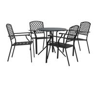 RJPLMFV Ensemble de Chaises de Jardin Empilables 5 Pcs Anthracite | Acier enduit de poudre, dossier confortable, dessus de table en maille, capacité 110 kg par siège, pour patio cuisine salon