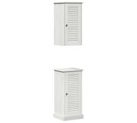 RJPLMFV Ensemble Meuble Salle De Bain Bois Massif 2 Pieces | Pin massif robuste, design mural gain de place, vitrine 37x34x70 cm, cabinet 37x34x80 cm, montage facile