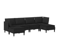 RJPLMFV Ensemble Salon 6 Pieces Noir Tissu Polyester | Cadre Contreplaque Solide, Coussins Fermes, Pieds Plastique Marron, Capacite 110 kg Par Siege