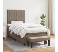 RJPLMFV Lit Complet avec Sommier Et Matelas 80x200 Taupe | Tête Réglable, Ressorts Ensachés, Support Moyen-Dur, Banc De Bout De Lit Inclus