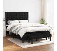 RJPLMFV Sommier à Lattes avec Matelas Noir 140x190 cm | Tête de Lit Réglable, Ressorts Ensachés, Support Moyen-Dur, Banc de Bout de Lit Inclus