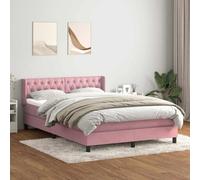 RJPLMFV Sommier à Lattes avec Matelas Rose 140x210 cm | Velours Doux, Ressorts Ensachés, Tête de Lit Réglable, Surmatelas Amovible