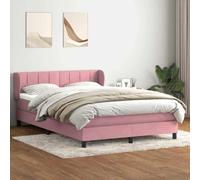 RJPLMFV Sommier à Lattes avec Matelas Velours Rose 140x210 cm | Ressorts Ensachés Individuels, Surmatelas Lavable, Tête Réglable, Soutien Optimal