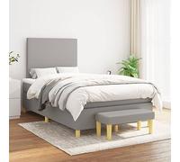 RJPLMFV Sommier Lit avec Matelas Tissu Gris Clair 120x200cm | Tête Réglable, Ressorts Ensachés, Soutien Moyen-Dur, Banc de Bout de Lit Inclus