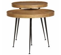 RJPLMFV Table Basse 2 Pieces Bois Ingenierie Dore | Surface Lisse Facile Nettoyer, Plateau Robuste, Polyvalente Salon Chambre, Set 2 Pcs