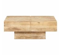 RJPLMFV Table Basse 80x80x28 cm Bois de Manguier Massif | Bout de canapé, Dessus large pour aliments et boissons, Grain de bois unique, Livraison aléatoire