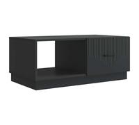 RJPLMFV Table Basse Bois D'Ingenierie Noir 90 X 50 X 37 Cm | Porte Pivotante 90°, Poignees Barres Noires, Rangement Integre, Usage Salon