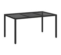 RJPLMFV Table de Jardin Noir 150 x 90 x 75 cm Polyrotin | Cadre acier poudre, Grand format, Table repas exterieur, Montage facile