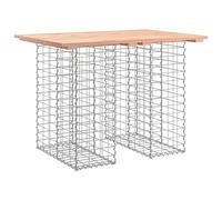 RJPLMFV Table Jardin Gabion 100x70x72 cm Bois Douglas Massif | Piètement acier galvanisé, socle rempli de pierres, conception compacte, usage extérieur
