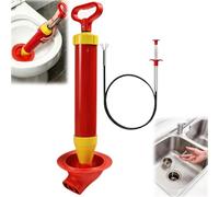 Rkixlix Kit de Débouchage WC et Canalisation | Ventouse Débouchoir 48 cm + Brosse de Nettoyage Canalisation en Acier Inoxydable 1,6 m