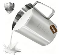 Rkixlix Verre Mesureur 1L Acier Inoxydable 304 - Graduation Intérieure ml/oz - Bec Verseur Anti-goutte - Pour Cuisine, Pâtisserie, Café Latte, Cocktail - Large Poignée - Passe Lave-Vaisselle