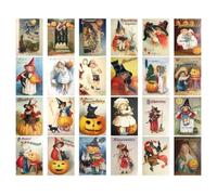 RKJRTK 24x citrouilles de fête d ' Halloween vintage, carte postale | Ensemble de cartes de vœux d ' Halloween, 24 pièces, fournitures de cartes de vœux pour célébration de fête