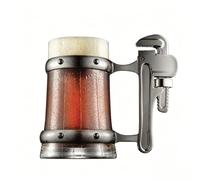 RKXKJ Chopes À Bière De 500 Ml, En Verre Cristal Transparent, Avec Anse Au Design Original, Style Industriel Unique, Pour Bière, Café, Lait, Etc. D