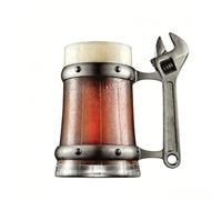 RKXKJ Chopes À Bière De 500 Ml, En Verre Cristal Transparent, Avec Anse Au Design Original, Style Industriel Unique, Pour Bière, Café, Lait, Etc. E