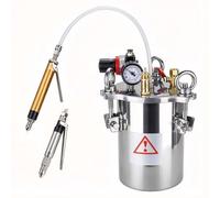 RKXKJ Réservoir sous Pression en Acier Inoxydable, Seau Doseur De Colle, avec Vanne Manuelle 2/3 Mm, Pot sous Pression, avec Manomètre, Soupape De Sécurité Et Tuyau, 1 L/2 L/3 L/5 L en 2L