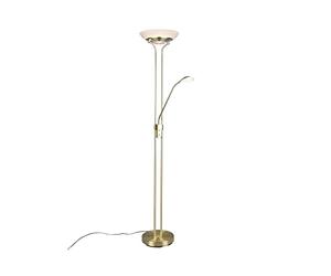 RL LIVE YOUR LIGHT Reality Leuchten Orson R40073508 Lampadaire LED 27 W + LED 4,5 W avec variateur d'intensité en laiton mat et verre albâtre blanc