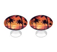 RLDOBOFE Lot de 2 boutons d'armoire ronds en forme de palmier - Coucher de soleil d'été - Poignées de tiroir de commode, poignées de porte de placard pour armoires de cuisine et de salle de bain