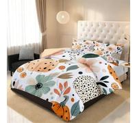 RLYXGS Couette 180 x 200 cm 4 Saisons Citrouille Fleur Imprimée 2 Personnes | Couette Imprimée Nordique Bohème Couettes sans Housse en Microfibre Douce, Lavable avec 2 Taies d'oreiller R377