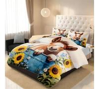 RLYXGS Couette sans Housse 180x200 Cheval Tournesol Couette Imprimée