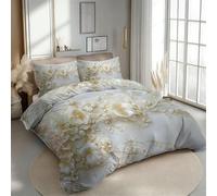 RLYXGS Housse de Couette 140x200 Réversible Fleurs Parure de Lit 1 Personne Blanc Style Minimaliste 3D Douce Microfibre 3 Pièces avec Fermeture Éclair et 2 Taies d'oreillers 65x65 pour Enfant 3R1000