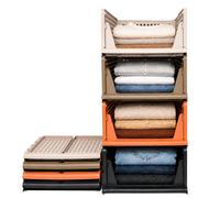 RMAN 4 pcs Boite Rangement Vetement pour Penderies Organisateur Armoire Vetement Pliable et Empilable Organisateur Tiroir Coulissant pour Vetements, Dressing, Brun Chaud, pour l'automne et l'hiver