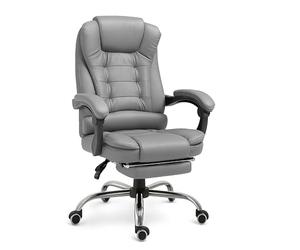 RMF Fauteuil de Bureau Ergonomique Professionnel Inclinable, Chaise de Bureau Confortable et Relaxante avec Repose-Pieds - Fauteuil Détente avec roulettes Pivotantes et Hauteur Réglable Gris
