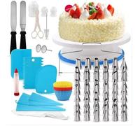 Rmine 106 Pcs Kit de patisserie Plateau Tournant de Gateau DIY Ustensiles Kits Décoration pour GlaçageDécoPochesDouilles ect [105]