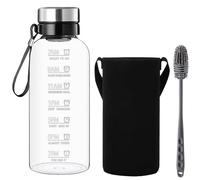 RNCKUUE Bouteille en verre de 1,5 l, bouteille d'eau en verre de 1,5 l, avec passoire, housse en néoprène, goupillon