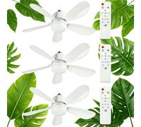 rngcpto Lot de 3 Ventilateur de Plafond avec Lumière et Telecommande 40W | 5 Pales, 3 Vitesses, Timing, Silencieux, Dimmable