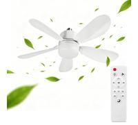 rngcpto Ventilateur de Plafond avec Lumière et Telecommande, E27/E26 Lampe de Ventilateur LED Plafonnier Timing - 5 Pales - Dimmable, Silencieux, 3 Vitesses, pour Cuisine Chambre Salon (42cm)