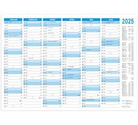 RNKVERLAG 2912/25 - Calendrier tableau 2025 au format A4 paysage, 25 calendriers avec dates de vacances et compteur de semaines, en carton de 250 g/m²