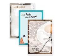 RNKVERLAG - Bloc-notes DIN A6, 3 pièces, Mémoire, Un jour sans café, Au calme, avec aimant, Set de bloc-notes