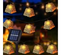 RNPKZ Lot de 10 guirlandes lumineuses solaires à LED pour l'extérieur, en rotin, lampions solaires pour extérieur, résistant aux intempéries, IP67, corde en papier, pour jardin, balcon, cour, mariage