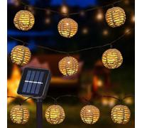 RNPKZ Lot de 10 guirlandes lumineuses solaires à LED pour l'extérieur, en rotin, lampions solaires pour extérieur, résistant aux intempéries, IP67, corde en papier, pour jardin, balcon, cour, mariage