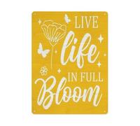 RNUMLIGH Botanical Wall Decor Metal Tin Sign Live Life in Full Bloom Rustic Floral Quote for Farmhouse Kitchen Living Room Entryway 8 X 12 in