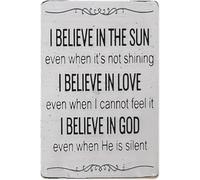 RNUMLIGH Faith Metal Sign I Believe In The Sun Even When It Is Not Shining Inspirational Saying Tin Wall-Art For Home Bedroom Office 8 X 12 in