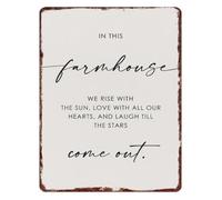 RNUMLIGH Farmhouse Inspirational Quote Sign In This We Rise With The Sun Love With All Our Hearts Laugh Till The Stars Come Out Aluminum 8 X 12 in