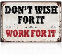 RNUMLIGH Home Gym Motivational Sign Dont Wish for It Work for It Workout Room Garage Office Man Cave Metal Tin Wall-Art Fitness 8 X 12 in