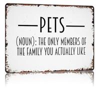 RNUMLIGH Humorous Cat Person Sign The Only Family Members You Like Quote Vintage Tin Metal Wall-Art for Room Living Decor 8 X 12 in