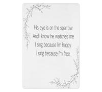 RNUMLIGH Inspirational Quote Metal Sign His Eye Is On The Sparrow Vintage Hymn Wall Decor for Home Office Rustic (8 X 12 inch)
