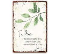 RNUMLIGH Metal Sign In Peace I Will Lie Down and Sleep For You Alone Lord Art for Nursery Kid Room 8 X 12 in