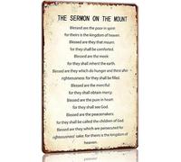 RNUMLIGH Scripture Metal Sign Sermon on the Beatitudes Teaching Inspirational Words Vintage Typography Motif Tin Plaque for Study Office 8 X 12 inch